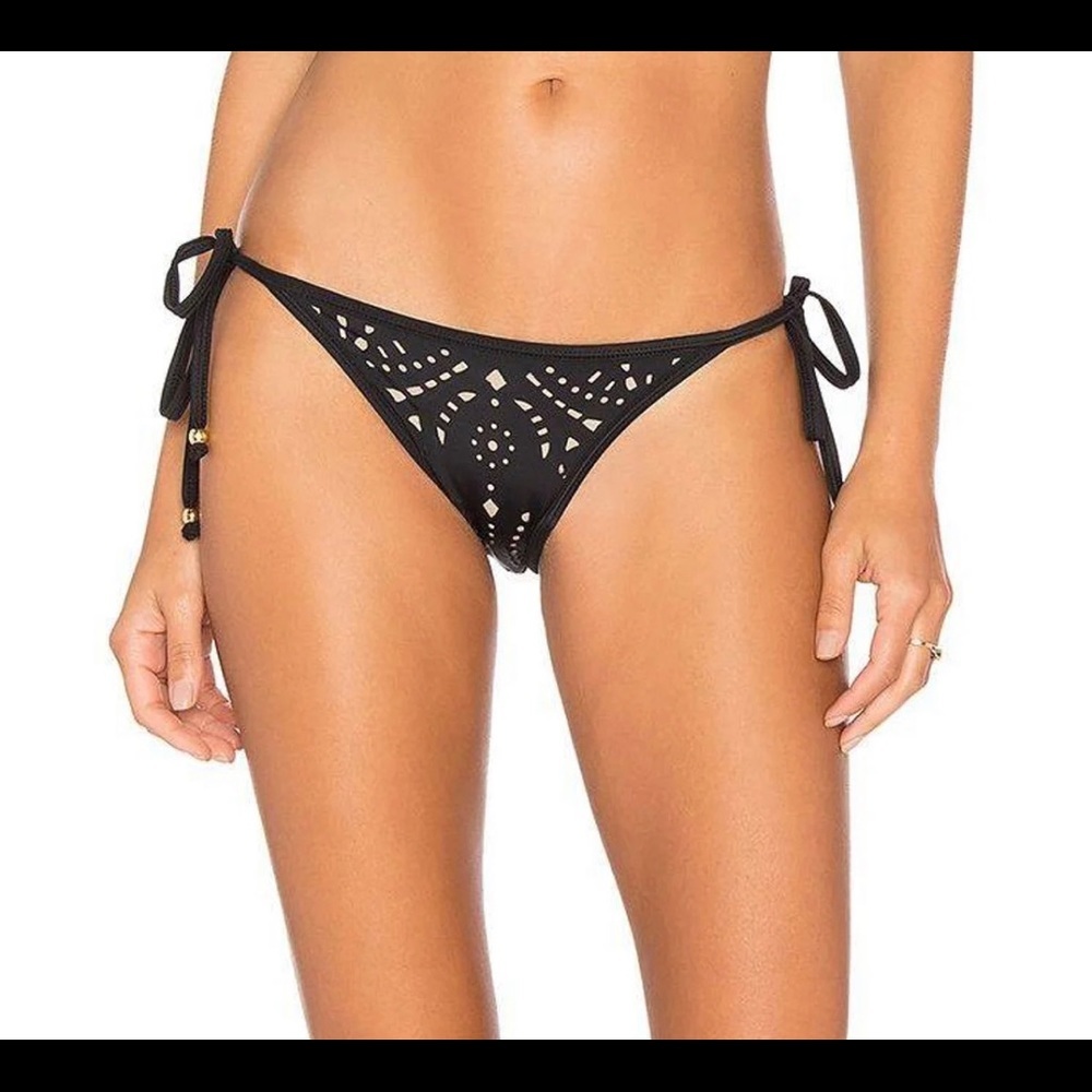 NWOT PILYQ Midnight Gold Laser Tie Bikini Bottom